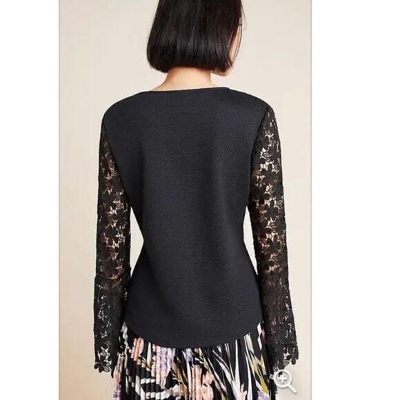 NWT Anthropologie Eri & Ali Black Lace Long Sleeve XSP B-1127 - Picture 3 of 6